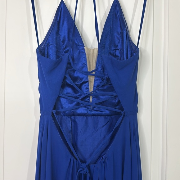 Betsey & Adam Dress Lace Up Back Plunging Front EUC Size 2 Royal Blue Women’s - Picture 7 of 15